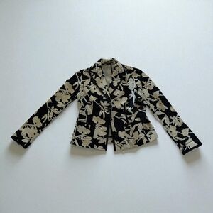 Liz Claiborne Black and Cream Floral Blazer